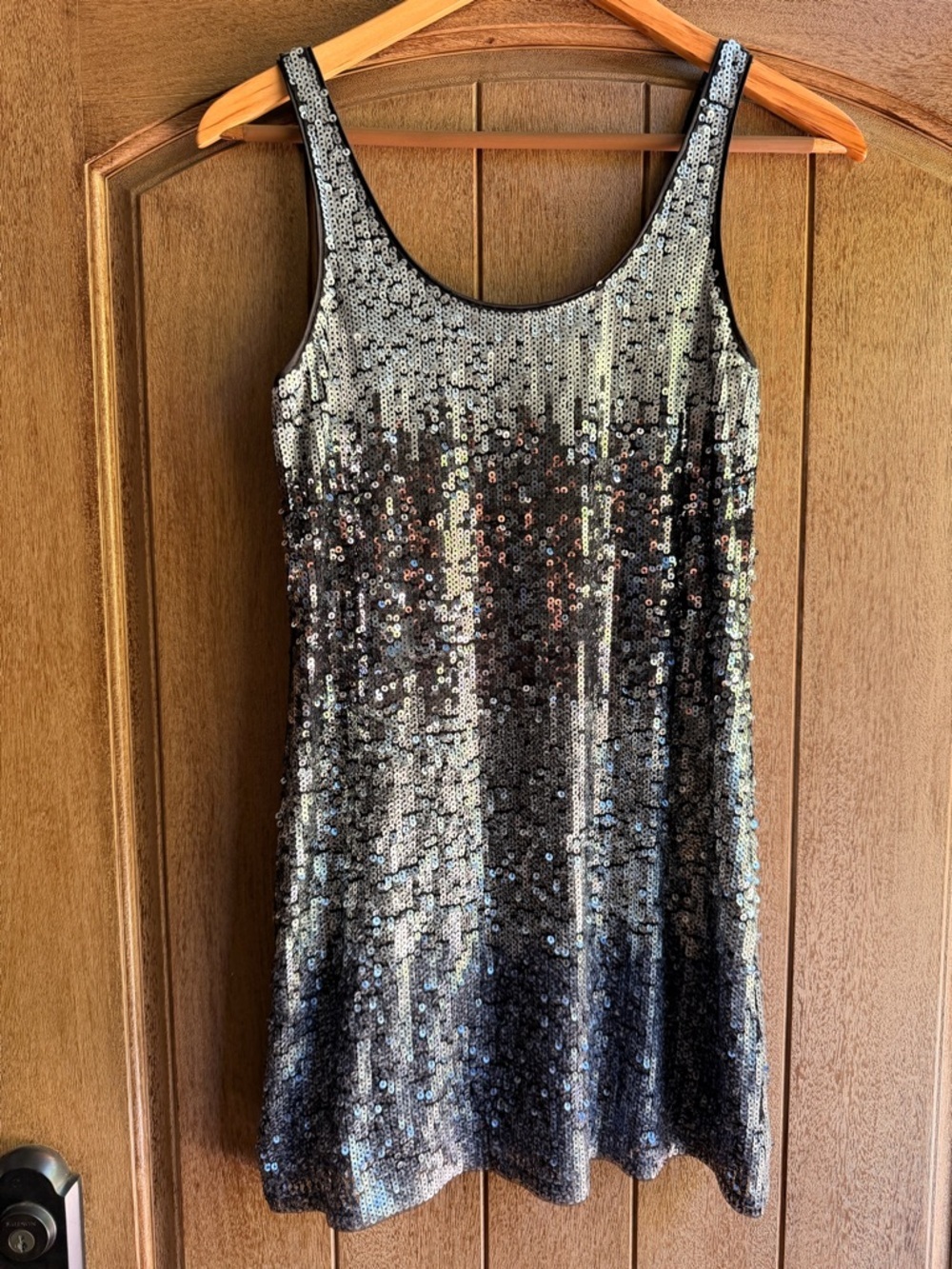 Express Black Top with Silver Sequins